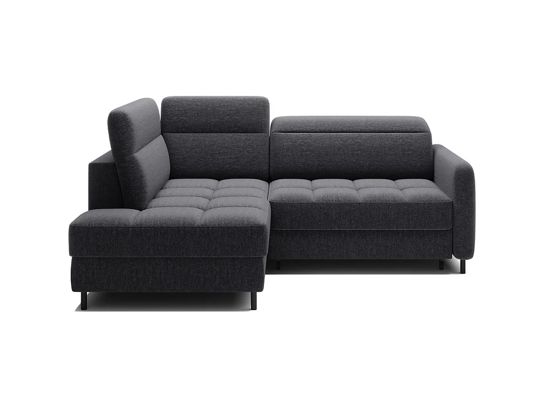 Canapé d'angle gauche convertible BARNEA 208 cm gris foncé avec rangement