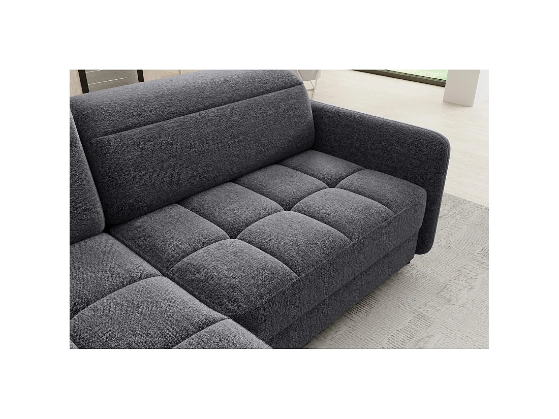 Canapé d'angle gauche convertible BARNEA 208 cm gris foncé avec rangement