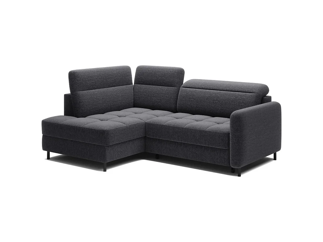 Canapé d'angle gauche convertible BARNEA 208 cm gris foncé avec rangement