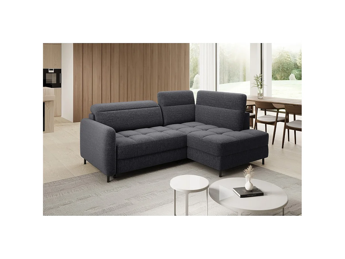Canapé d'angle gauche convertible BARNEA 208 cm gris foncé avec rangement