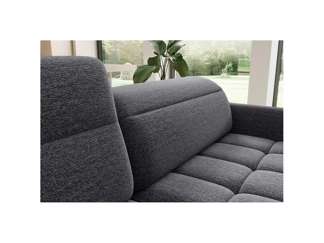 Canapé d'angle gauche convertible BARNEA 208 cm gris foncé avec rangement