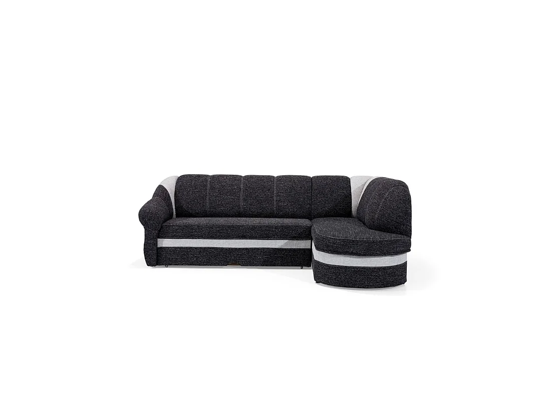 Canapé d'angle droit convertible BENANA 250 cm noir et blanc avec coffre