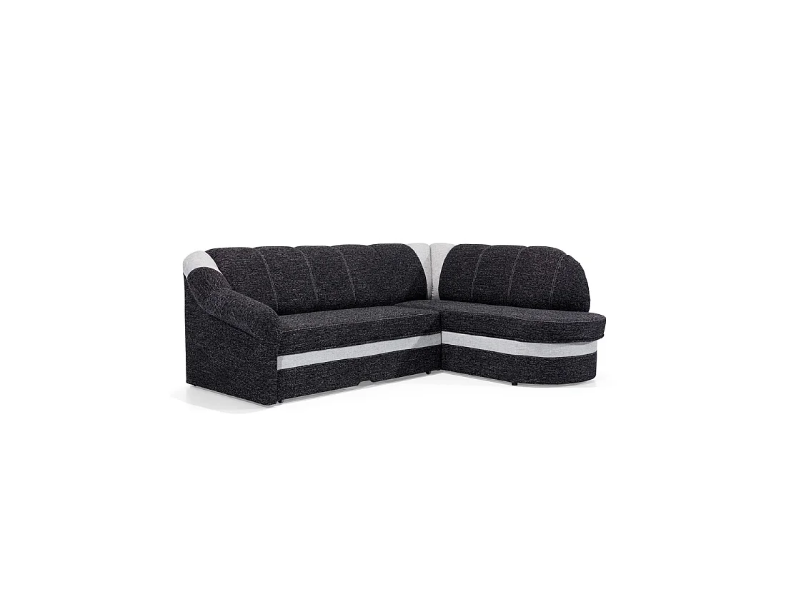 Canapé d'angle droit convertible BENANA 250 cm noir et blanc avec coffre