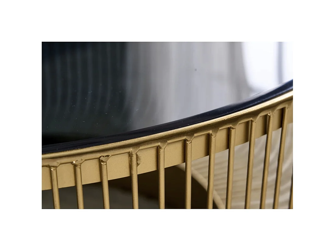 Mesa baja redonda LINEOR 79 cm dorada con tablero de vidrio templado