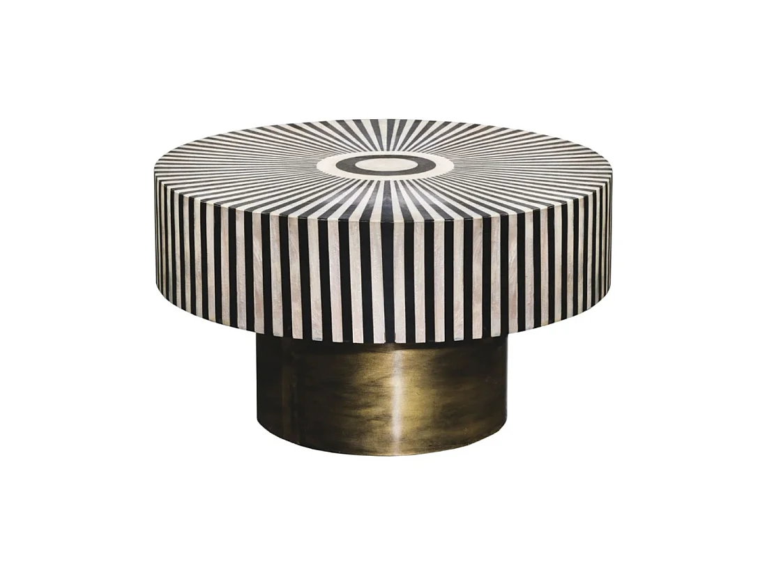 Mesa baja redonda ZEBRY 60 cm negro y blanco – Diseño gráfico contemporáneo