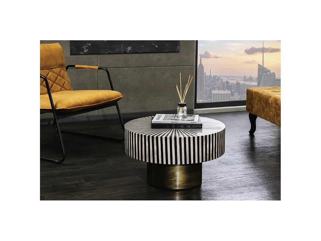 Mesa baja redonda ZEBRY 60 cm negro y blanco – Diseño gráfico contemporáneo