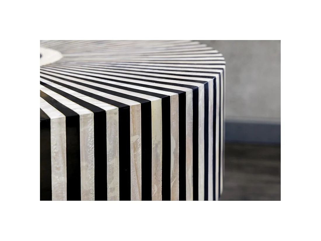 Mesa baja redonda ZEBRY 60 cm negro y blanco – Diseño gráfico contemporáneo