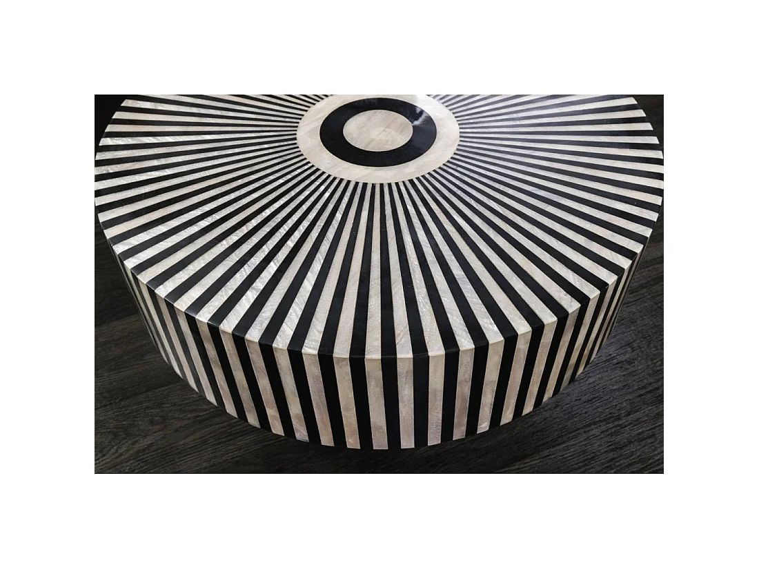 Mesa baja redonda ZEBRY 60 cm negro y blanco – Diseño gráfico contemporáneo