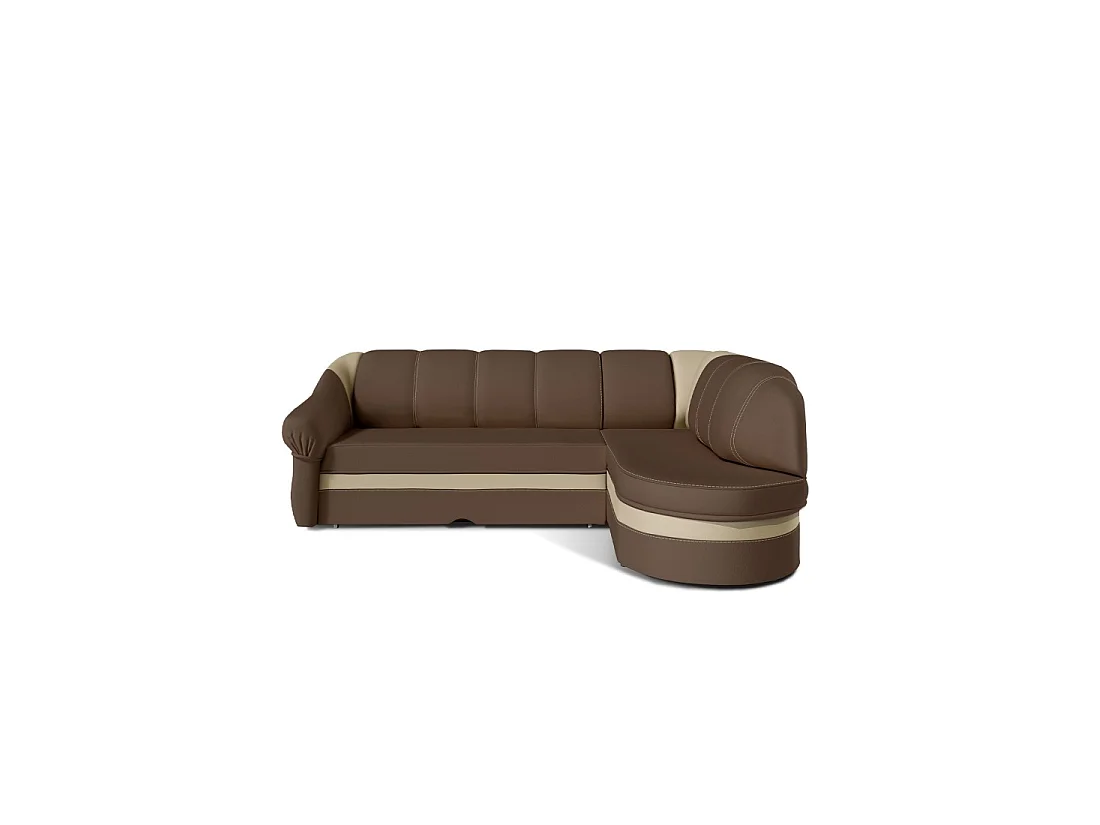Canapé d'angle droit convertible BENANA 250 cm marron et beige avec coffre