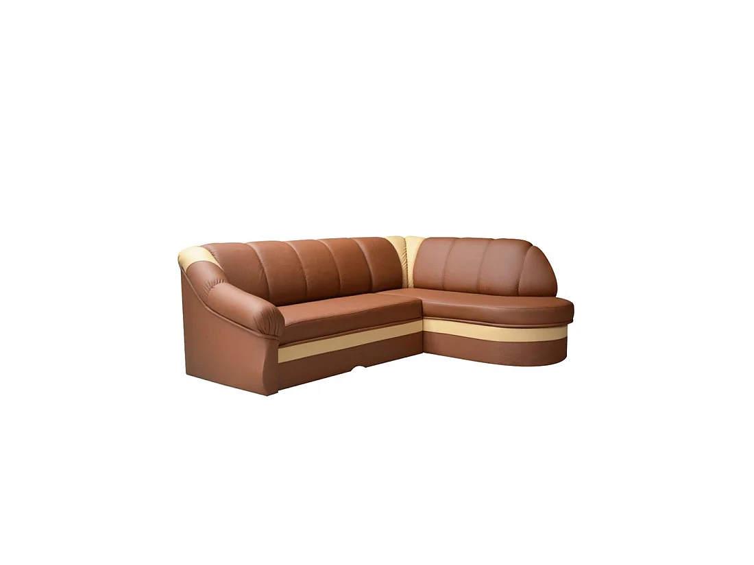 Canapé d'angle droit convertible BENANA 250 cm marron et beige avec coffre