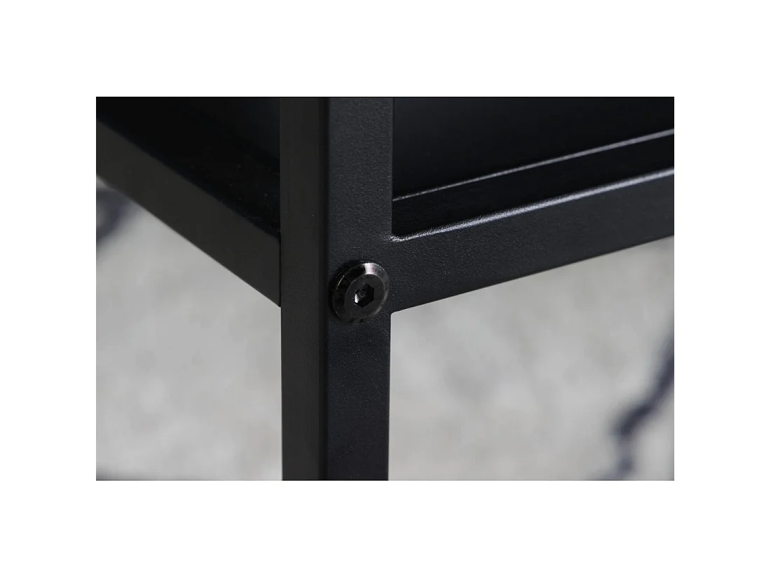 Mesa baja KORUM cuadrada 70 cm negra de acero con estante de almacenamiento