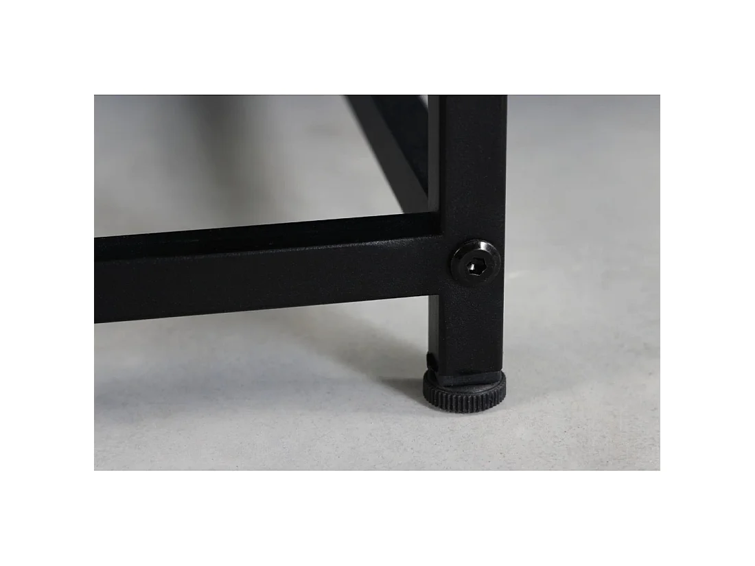 Mesa baja KORUM cuadrada 70 cm negra de acero con estante de almacenamiento