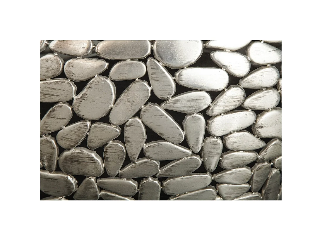 Mesas nido GALEA de madera maciza de mango y aluminio plateado – Motivo decorativo de guijarros