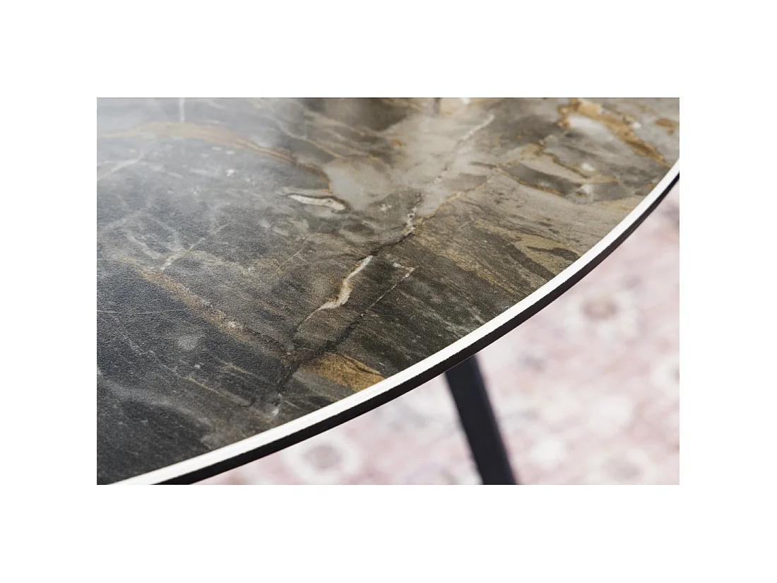Mesa baja PETRANO 70 cm efecto piedra topo - Tablero de cerámica y vidrio templado