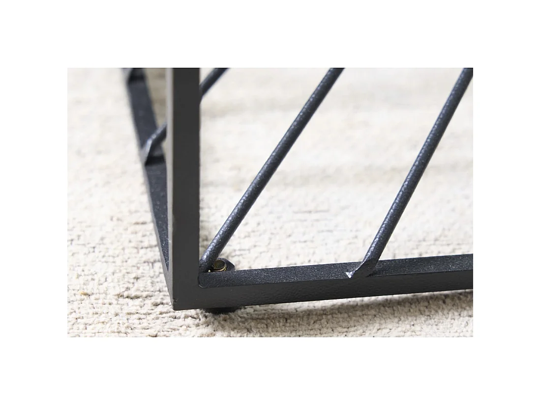 Mesa baja KOSMOS 60 cm en metal negro y vidrio templado - efecto ilusión óptica