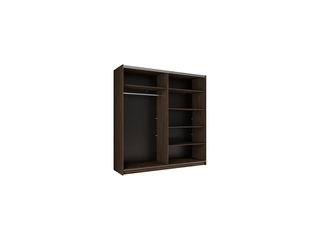 Armoire ARSALA 200 cm noyer avec miroir et portes coulissantes design