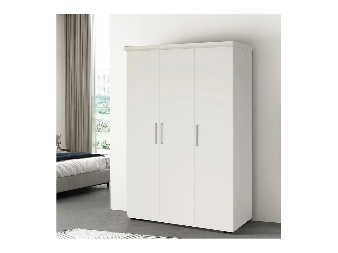 Kledingkast TOM 3 deuren mat wit met kledingroede 120 cm