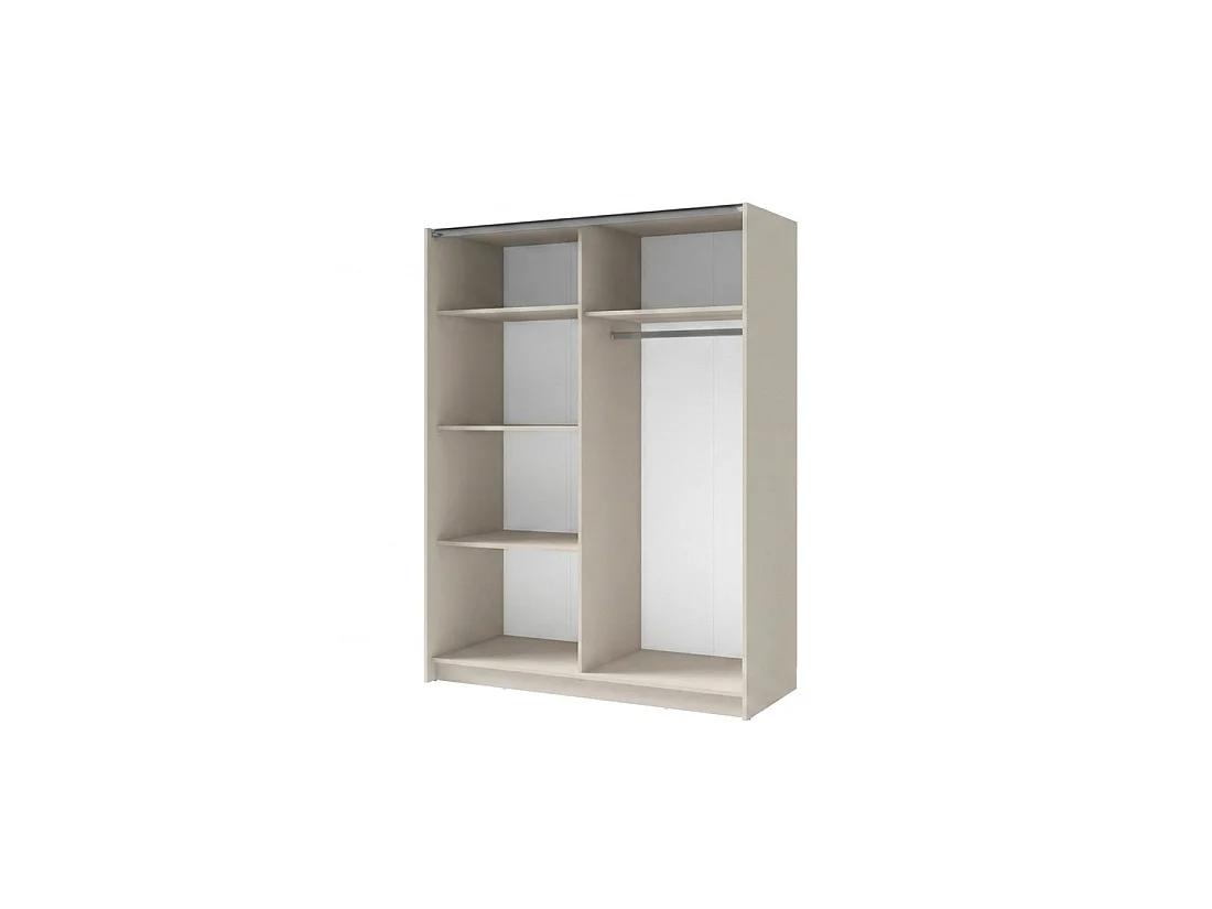 Armoire VARIA 150 cm cachemire et chêne avec miroir et portes coulissantes