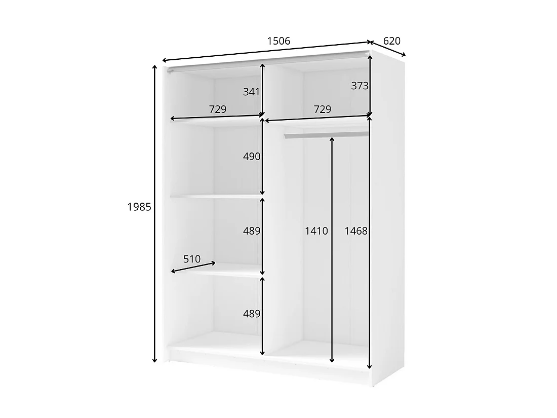 Armoire VARIA 150 cm cachemire et chêne avec miroir et portes coulissantes