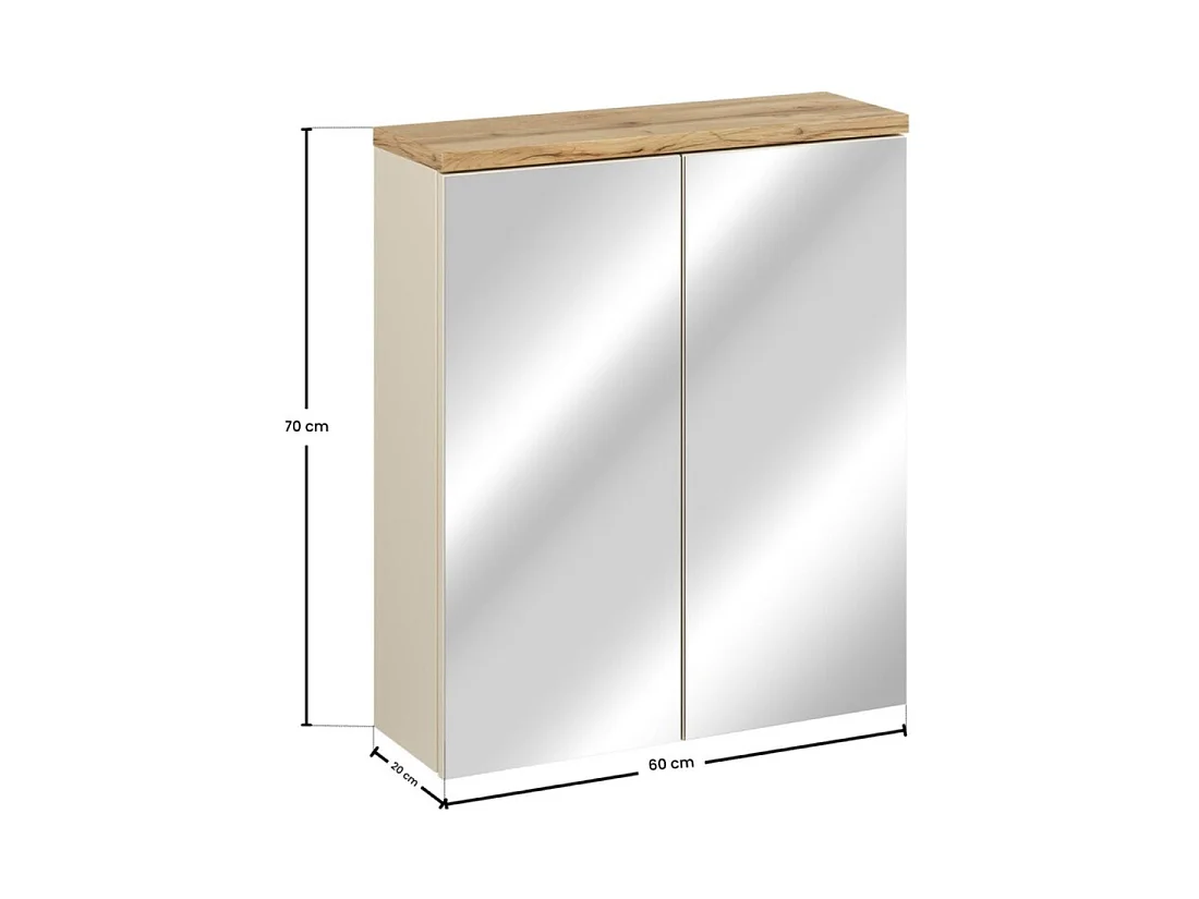 Meuble de rangement ERMANO avec portes miroirs - L60 x H70 x P20 - À suspendre