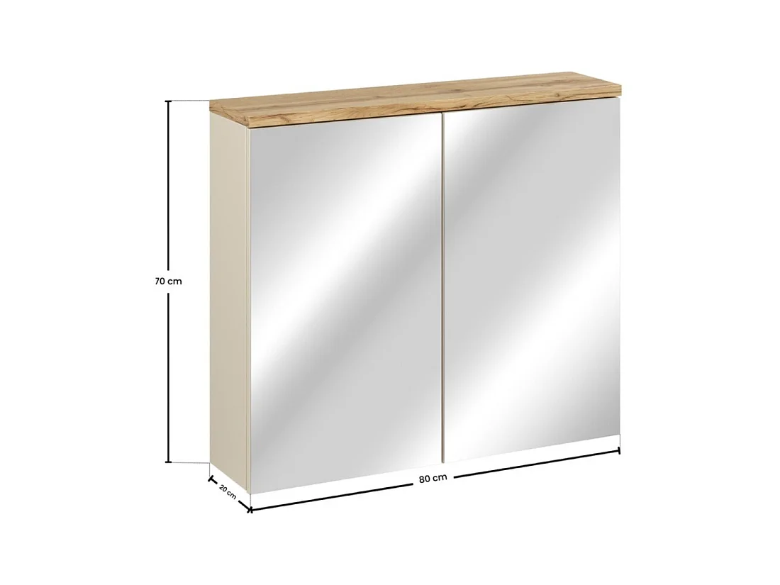 Meuble de rangement ERMANO avec portes miroirs - L80 x H70 x P20 - À suspendre