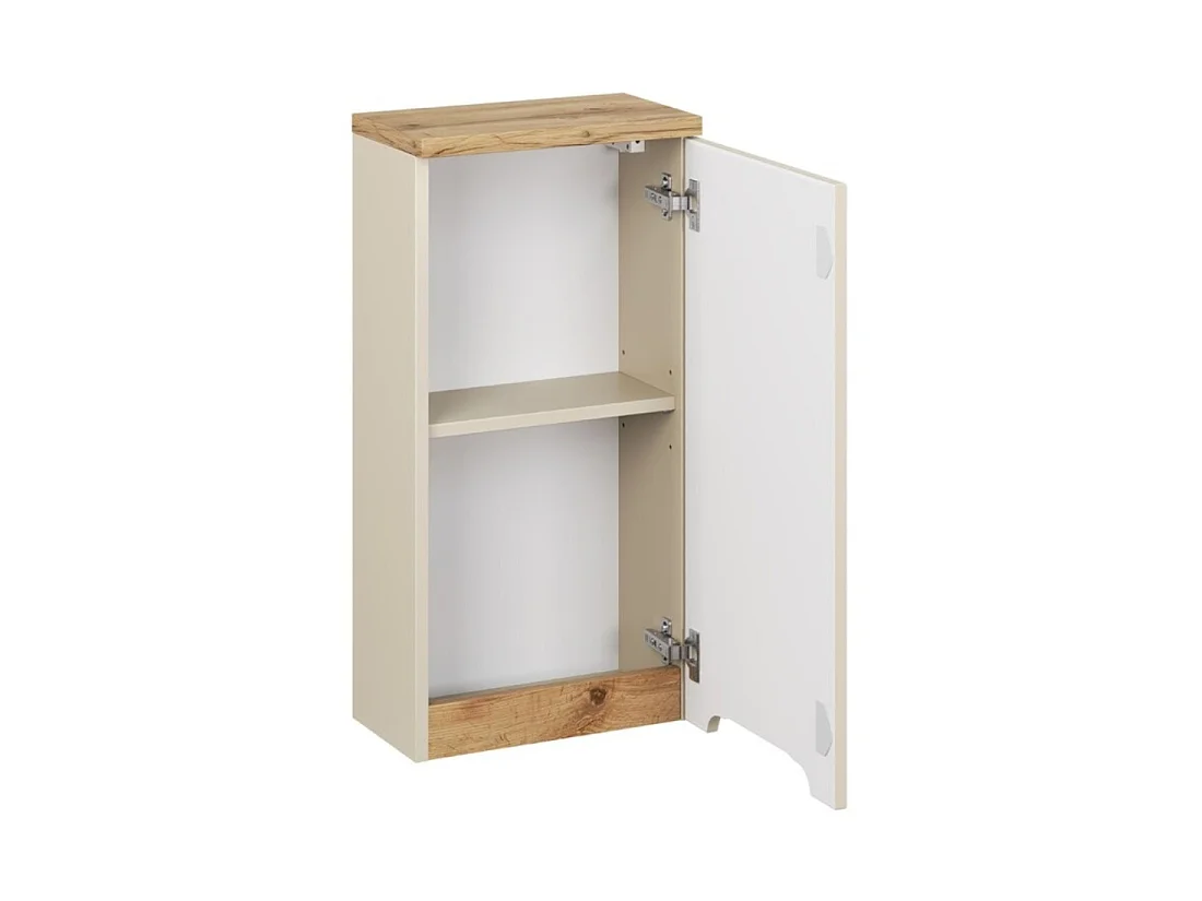 Meuble de rangement ERMANO - 1 porte - L35 x H70 x P20 - coloris cachemire et chêne  - À suspendre