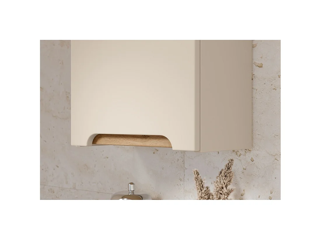 Meuble de rangement ERMANO - 1 porte - L35 x H70 x P20 - coloris cachemire et chêne  - À suspendre
