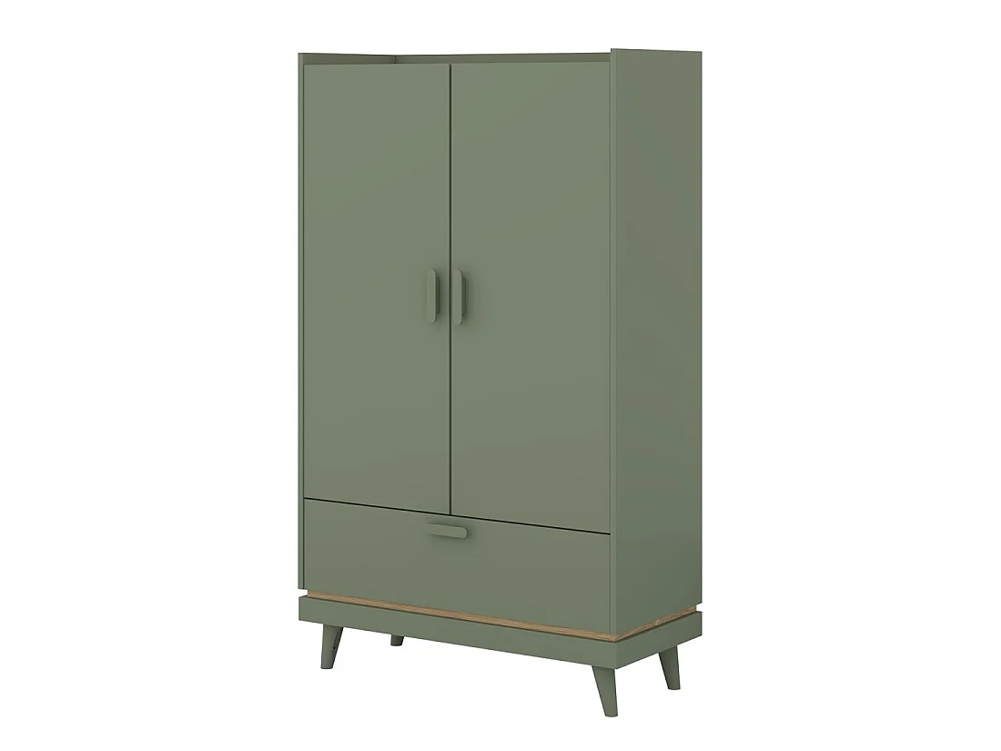 Set bureel NOKI - Bureau + opbergkast + boekenkast - Groen en Scandinavisch hout