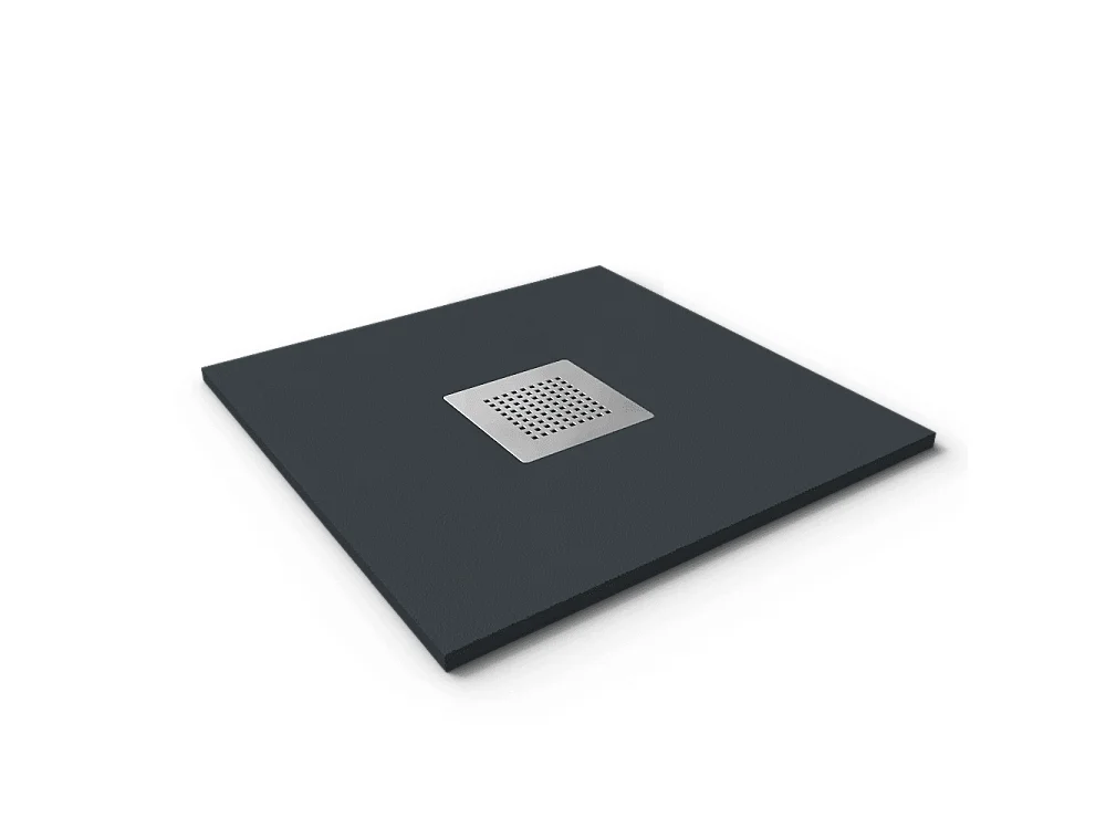 Receveur de douche 70x80 cm extra plat en résine minérale SLATE anthracite Grille anthracite