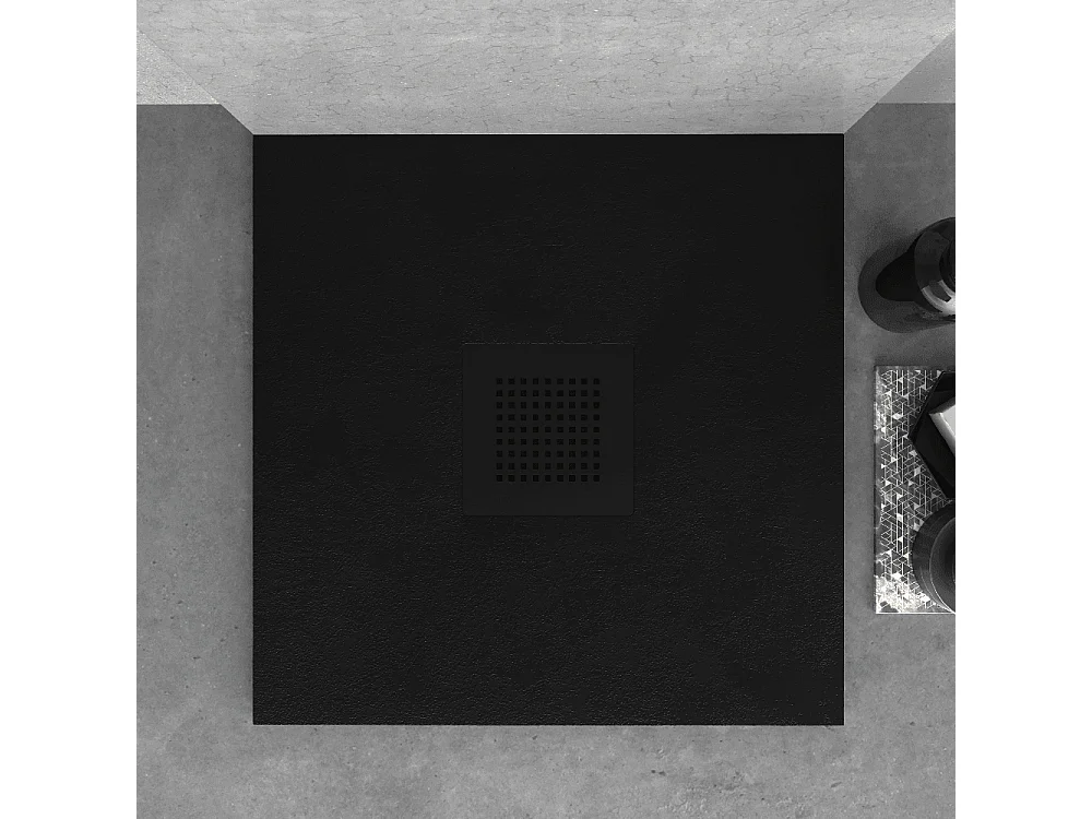 Plato de ducha resina SLATE negro  90x70 cm rejilla color