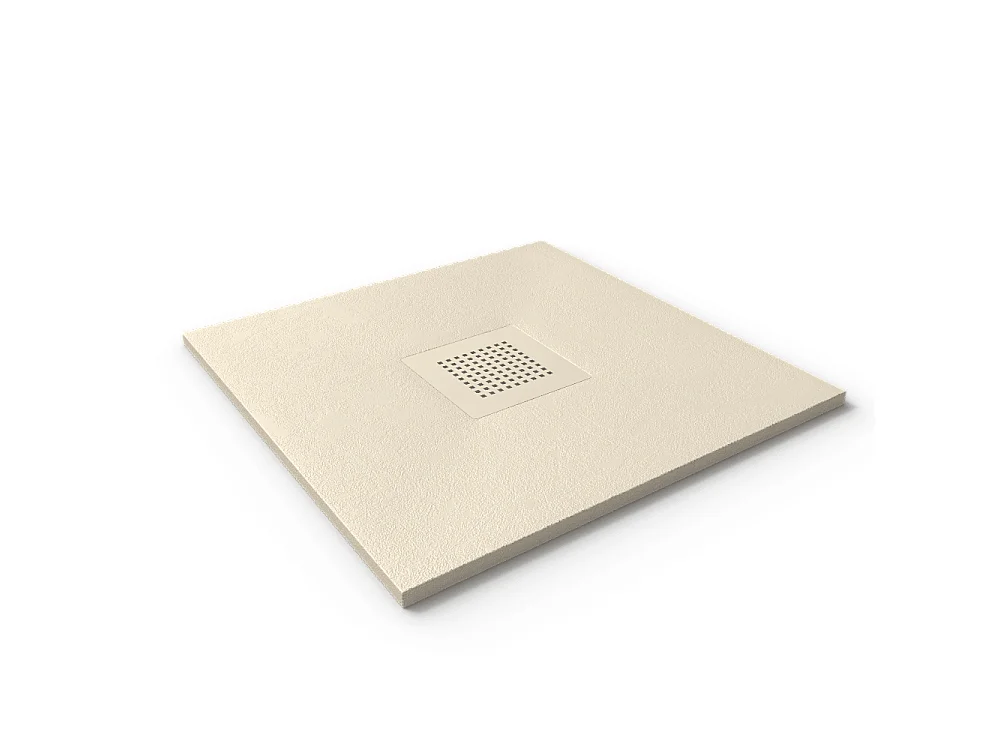 Plato de ducha resina SLATE crema  70x70 cm rejilla color