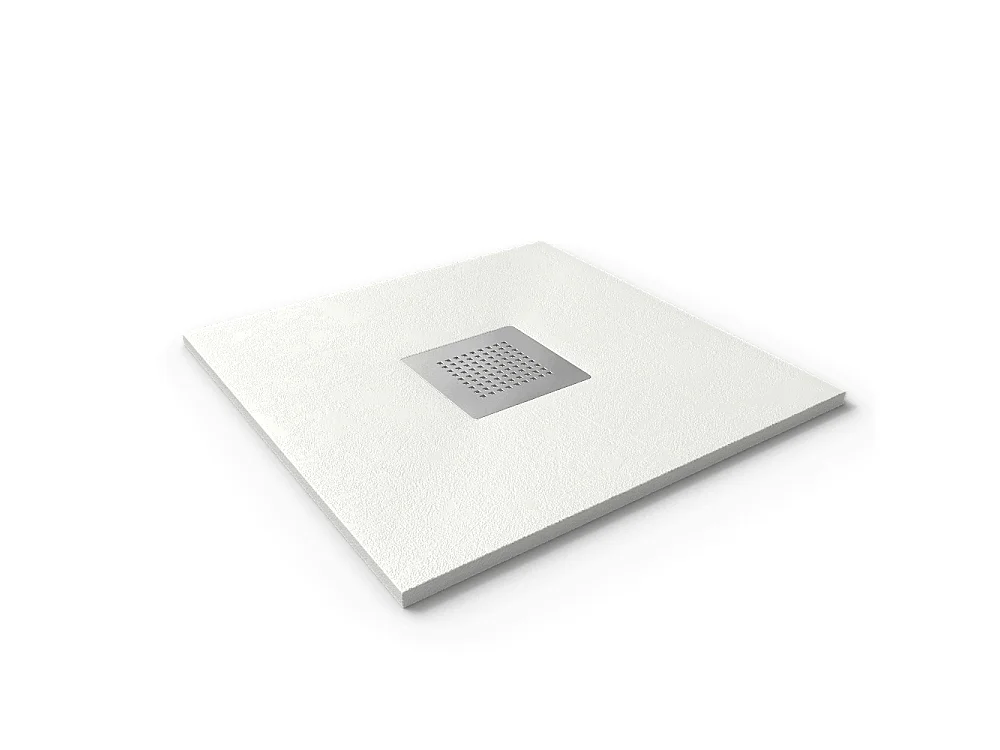 Plato de ducha resina SLATE blanco  70x90 cm rejilla acero inox.
