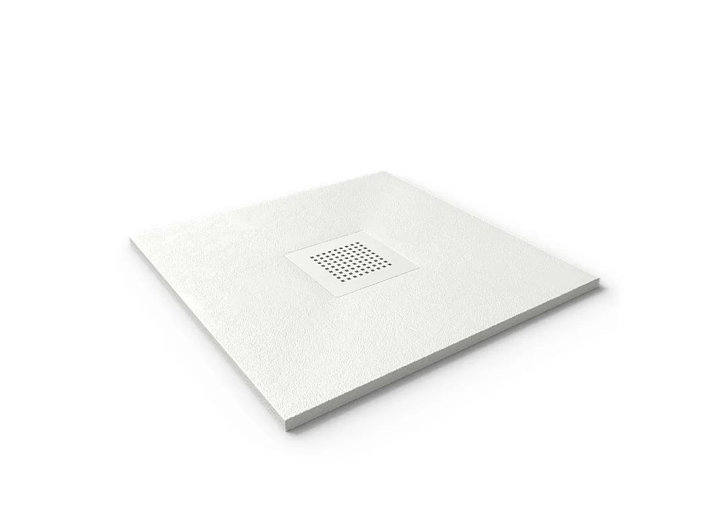 Plato de ducha resina SLATE blanco  70x90 cm rejilla acero inox.