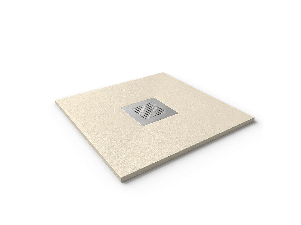 Plato de ducha resina SLATE crema  70x90 cm rejilla color