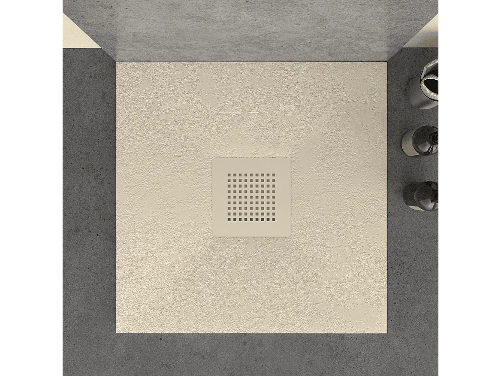 Plato de ducha resina SLATE crema  90x70 cm rejilla color