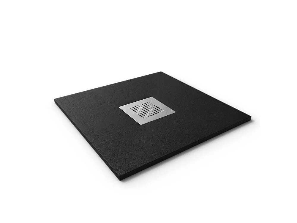 Plato de ducha resina SLATE negro  80x70 cm rejilla acero inox.