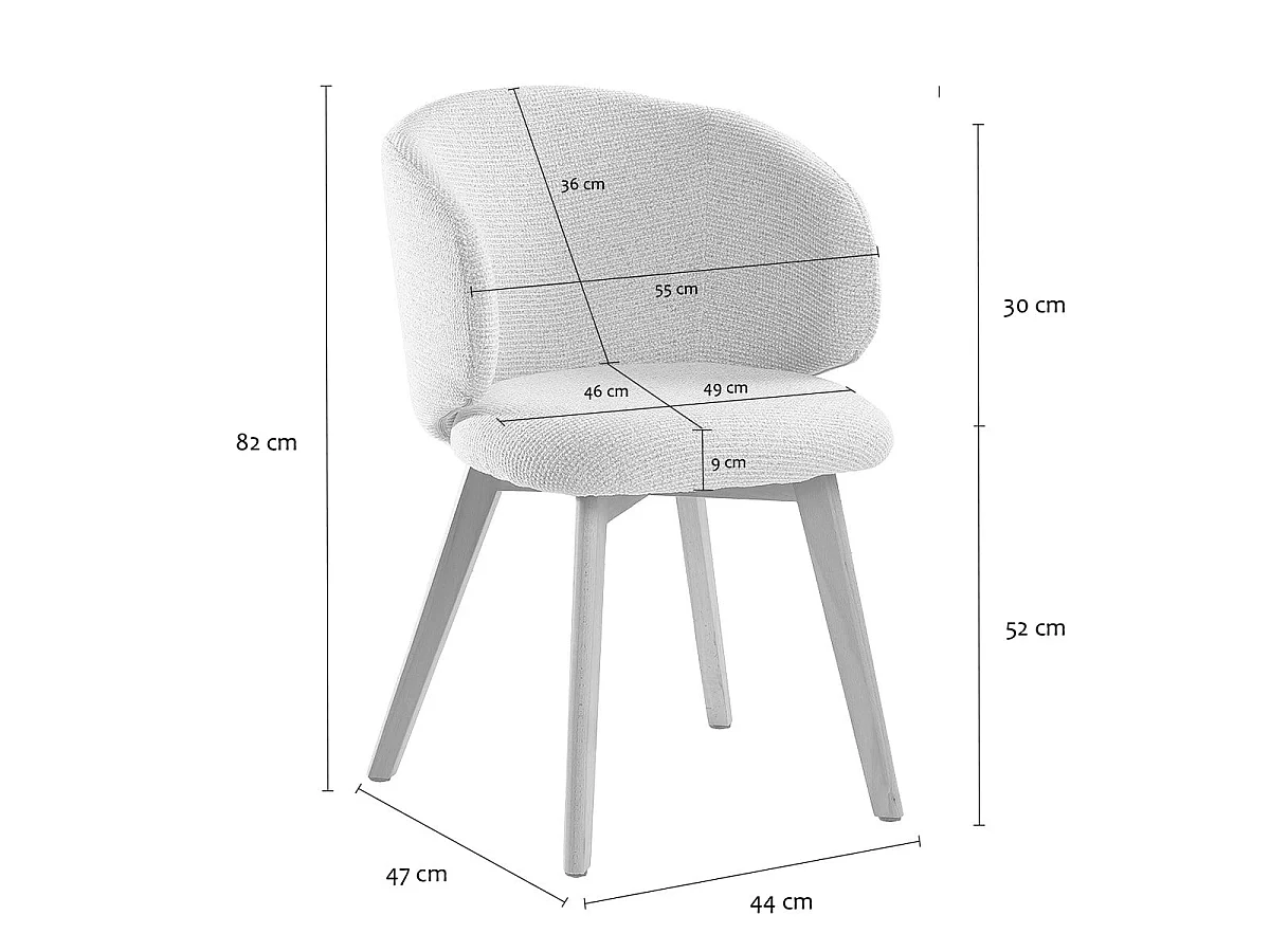 Stühle 2er?Set, aus stoff und massive Holzfüße H79 cm - SOLÈNE