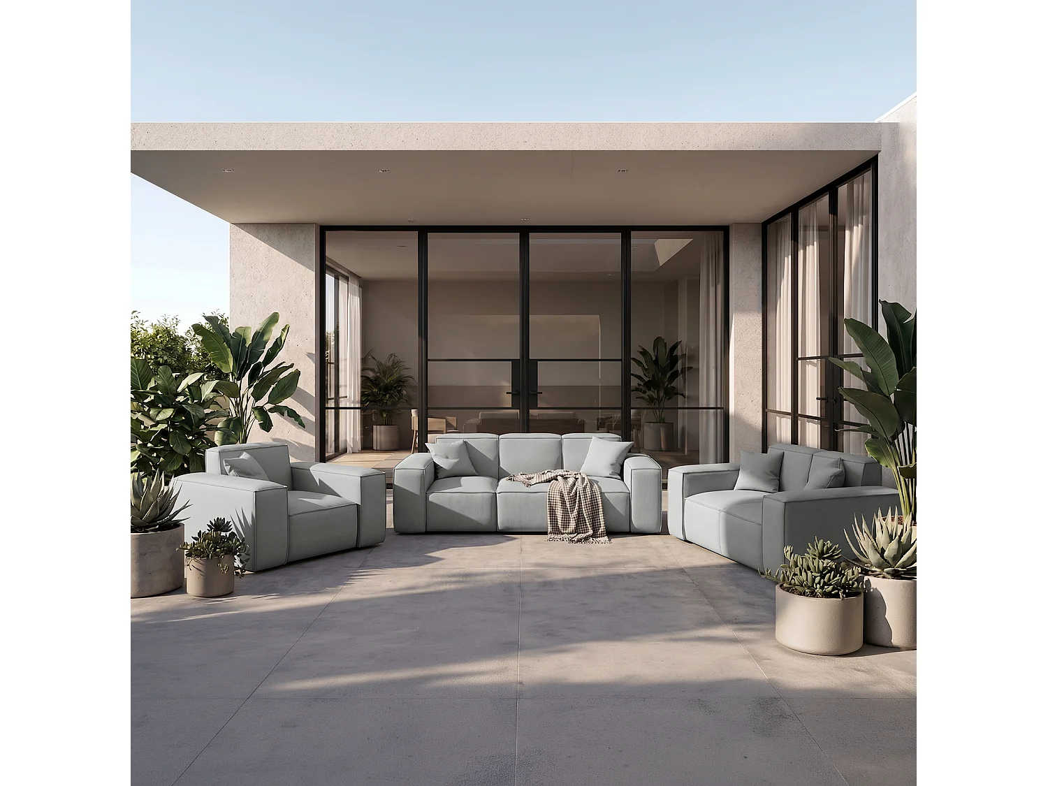 Zestaw 3+2+1 Patio, tkanina Odyssey, cement (02)