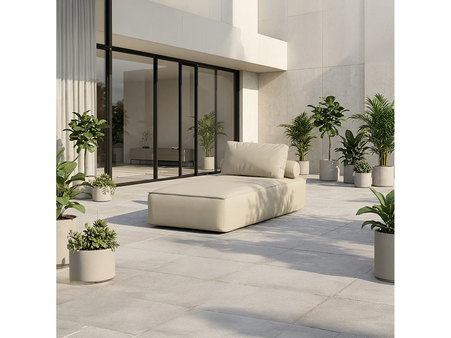 Chaise longue Patio, tissu Odyssey, perle (01)