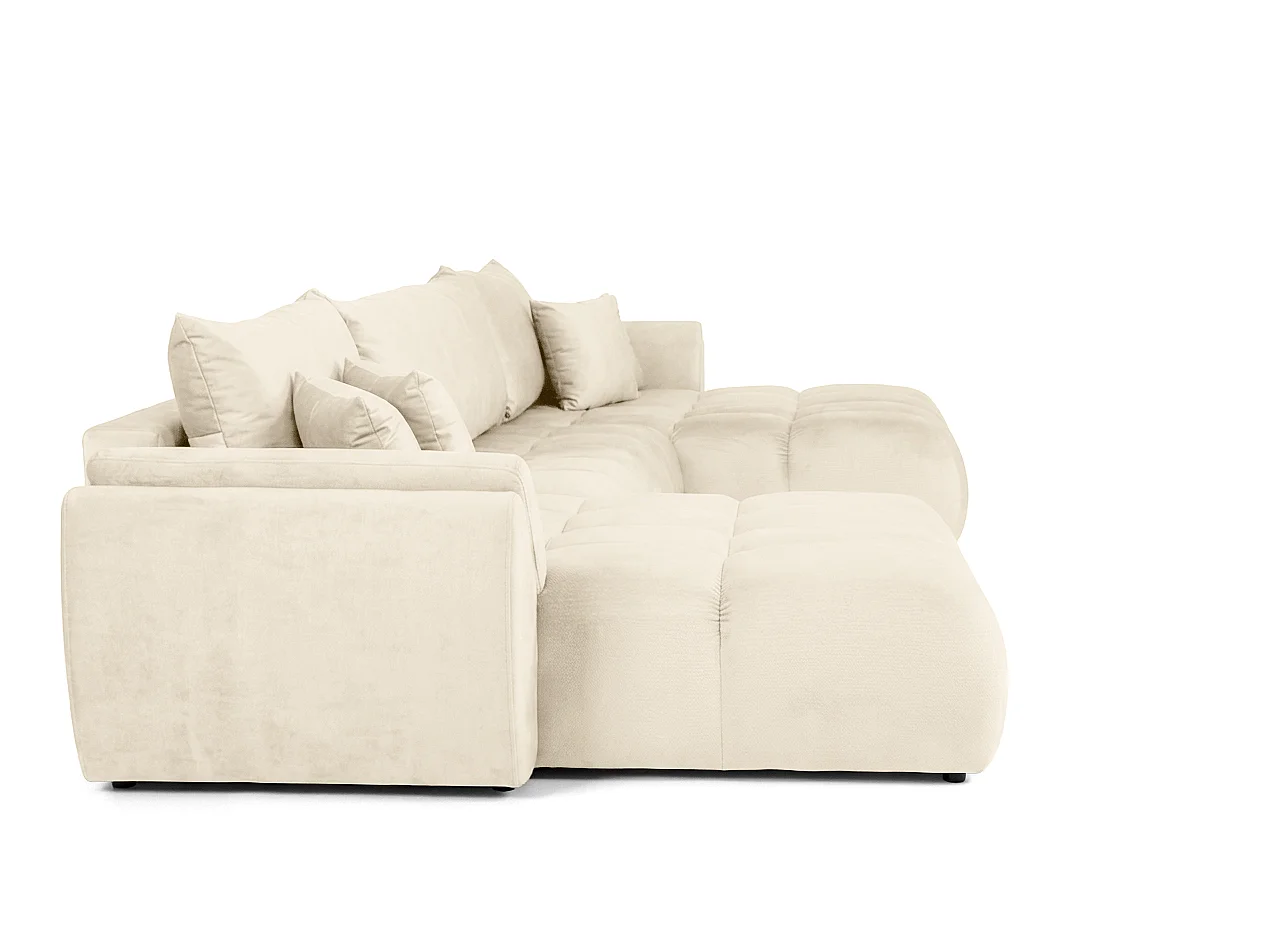 Canapé d'angle en U avec fonction couchage Oti, Monolith beige (02)