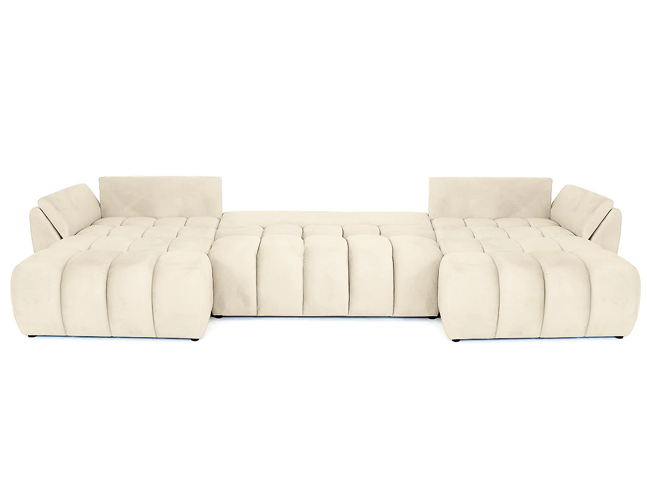 Canapé d'angle en U avec fonction couchage Oti, Monolith beige (02)