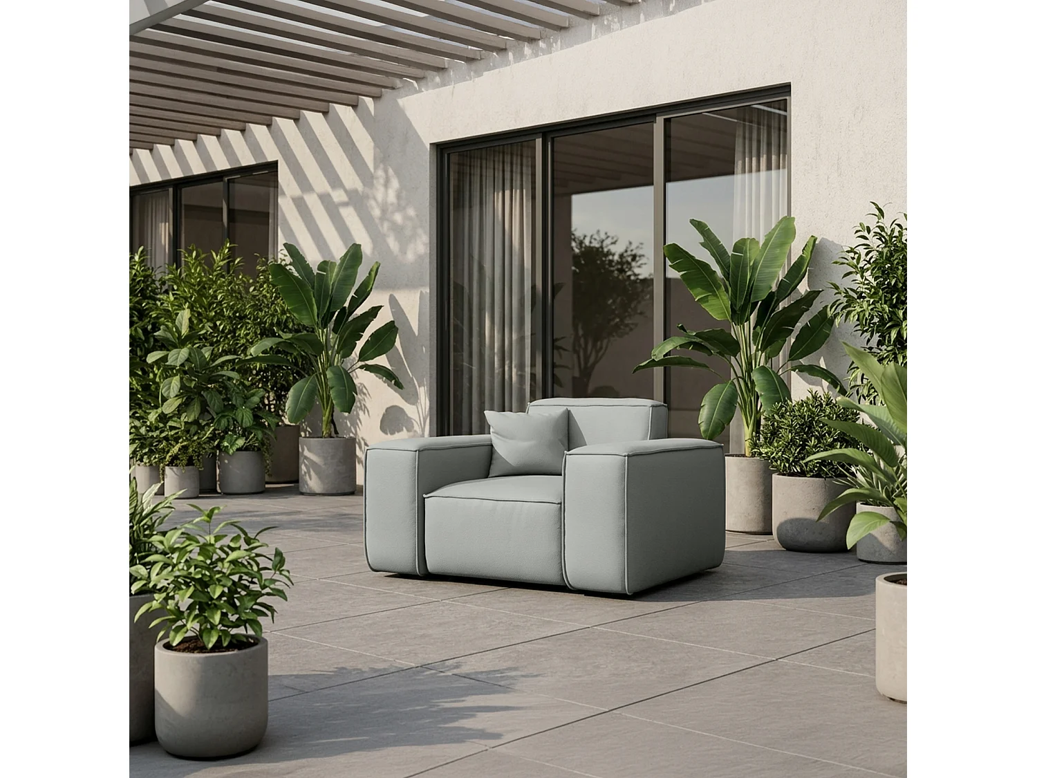 Patio-Sessel, Stoff Odyssey, Zement (02)