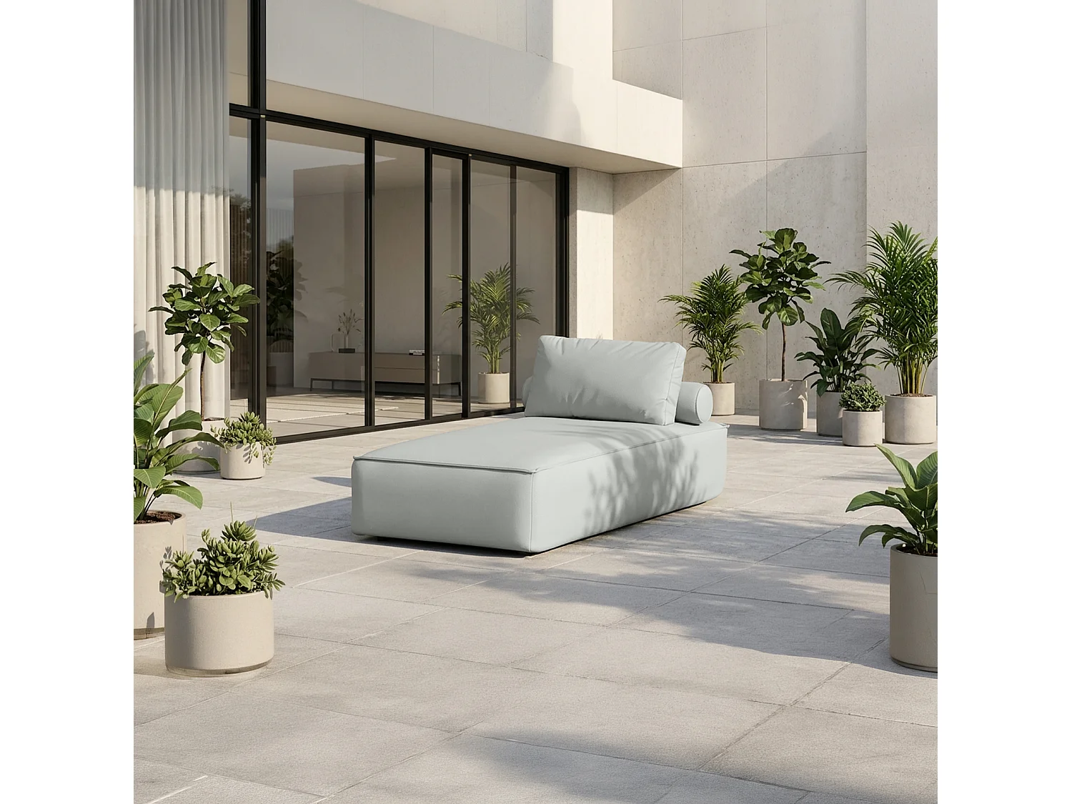 Chaise longue Patio, tissu Odyssey, ciment (02)