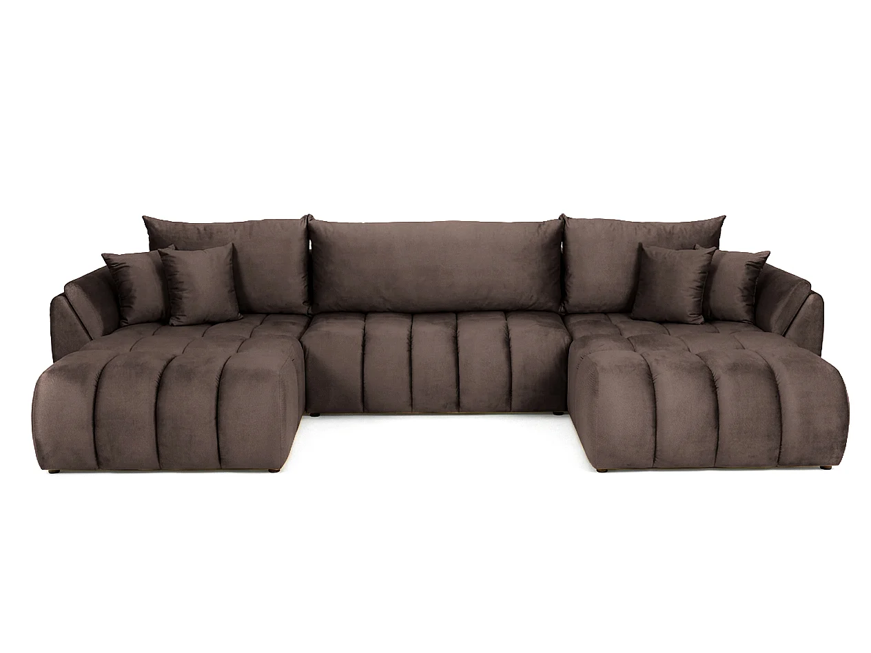 Canapé d'angle en U avec fonction couchage Oti, Monolith marron (15)