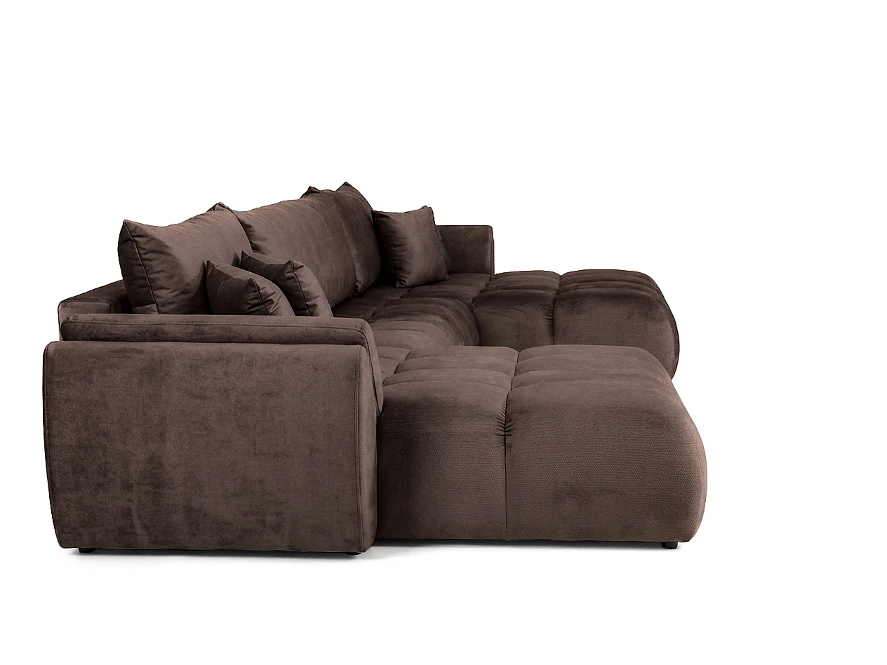 Canapé d'angle en U avec fonction couchage Oti, Monolith marron (15)