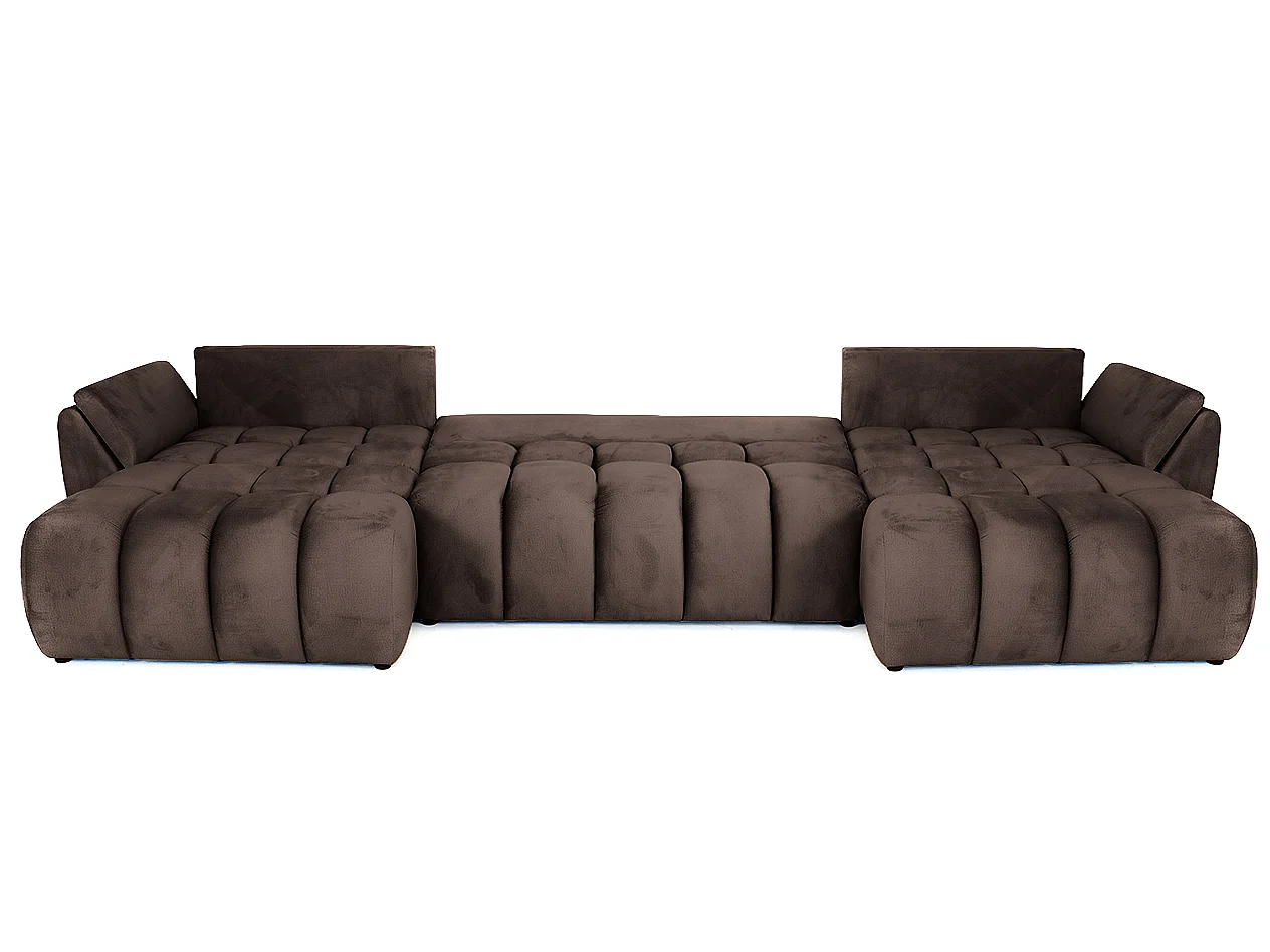 Canapé d'angle en U avec fonction couchage Oti, Monolith marron (15)