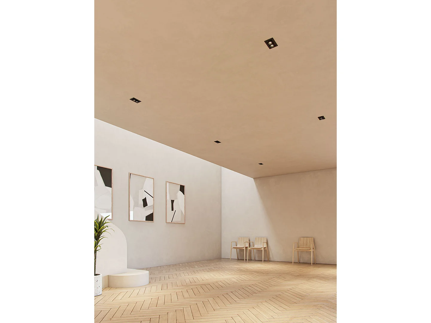 Mini spot encastré LED Oxo R 6W 42° avec sélecteur de température 2700K/3200K/4000K Blanc mat - Orientable et rétractable - Beneito & Faure