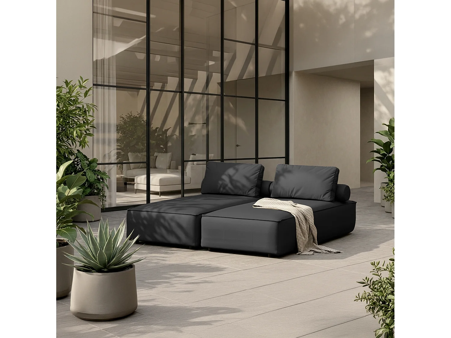 Komplet 2 szezlongów Patio, tkanina Odyssey, anthracite (03)