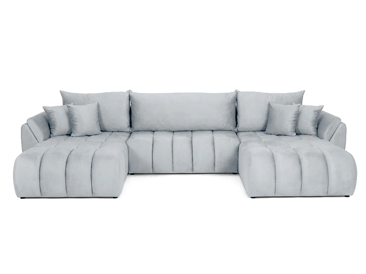 Canapé d'angle en U avec fonction couchage Oti, Monolith gris clair (84)