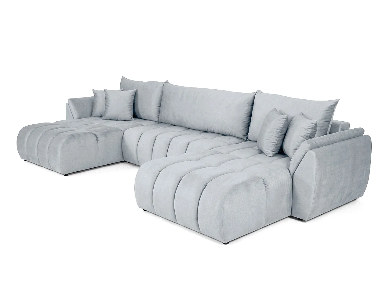 Canapé d'angle en U avec fonction couchage Oti, Monolith gris clair (84)